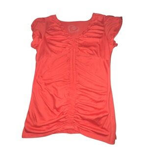 Derek Heart Vibrant Orange Ruched Blouse